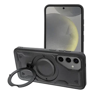 Telefontok Samsung Galaxy A26 5G - FROST ARMOR fekete szilikon tok, kitámasztó ujjgyűrűvel