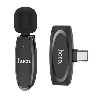 Hoco L15 - vezeték nélküli csíptethető mikrofon + Type-C (USB-C) csatlakozós vevőegység, fekete