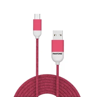 Pantone MC001-5 - USB / MicroUSB pink szövet kábel, 2,4A, 1,5m