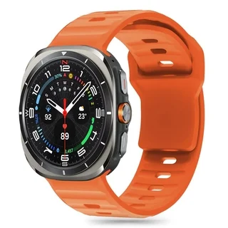 Samsung Galaxy Watch ULTRA 2024 / 2025 (47 mm) okosóra szíj - Tech-Protect Silicone Line - narancssárga szilikon szíj