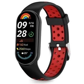 Xiaomi Smart Band 8 / 9 / 10 / NFC okosóra szíj - Tech- Protect Iconband Air - fekete/piros szilikon szíj