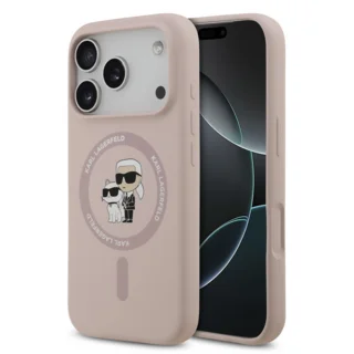 Telefontok iPhone 17 Pro - Karl Lagerfeld és Choupette - MagSafe kompatibilis pink hátlap tok