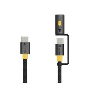 Kábel Tactical Stinger - Type-C / Type-C (USB-C) fekete szövet kábel + LED lámpa, 1,5m