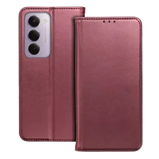 Telefontok Xiaomi Redmi 15 4G/LTE - Smart Magnetic burgundy szilikon keretes mágneses könyvtok