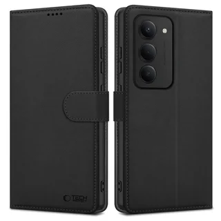 Telefontok Xiaomi Redmi 15 4G / 5G  - Tech- Protect Wallet - fekete bőr könyvtok, ráhajtófüllel ﻿