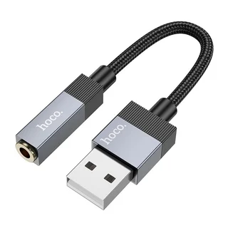 Adapter: Hoco UPA32D - USB / AUX (jack) adapter, fekete, 15 cm