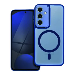 Telefontok Samsung Galaxy A17 5G - Variete MagSafe kompatibilis áttetsző műanyag hátlap tok, kék szilikon kerettel