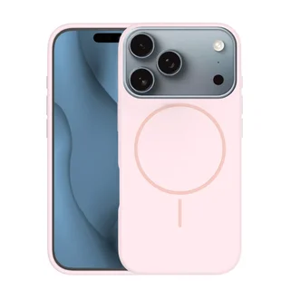 Telefontok iPhone 17 Pro - Thin Mag - MagSafe kompatibilis púderpink szilikon hátlap tok