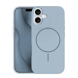 Telefontok iPhone 17 - Thin Mag - MagSafe kompatibilis szürkéskék szilikon hátlap tok