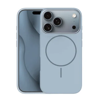 Telefontok iPhone 17 Pro - Thin Mag - MagSafe kompatibilis szürkéskék szilikon hátlap tok