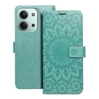 Telefontok Xiaomi Redmi 15C - MEZZO mandala mintás zöld mágneses szilikon keretes könyvtok