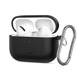 AirPods Pro 3 tartó - Tech- Protect Hook - fekete szilikon AirPods Pro 3 tok