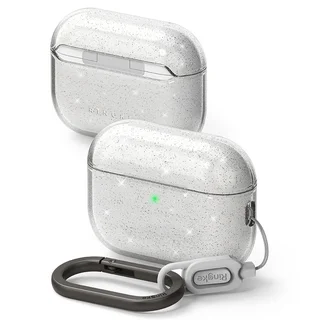 AirPods Pro 3 tartó: RINGKE Air Glitter - átlátszó csillámos tok, karabinerrel