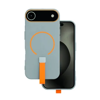 Telefontok iPhone 17 Air - Loop Thin Mag - MagSafe kompatibilis szürke/narancssárga hátlap tok