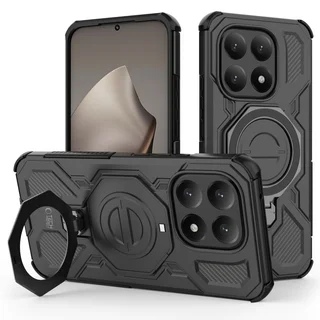 Telefontok Xiaomi 15T 5G - TACTICSTAND - fekete gyűrűs, kitámasztható, ütésálló műanyag hátlaptok