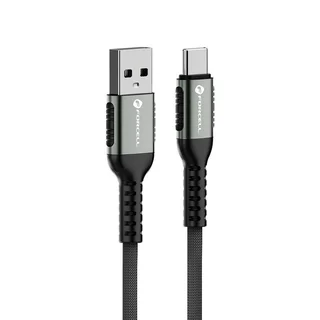Forcell F-Energy C256 - Type-C (USB-C) / USB fekete szövetkábel, 3A / 66W