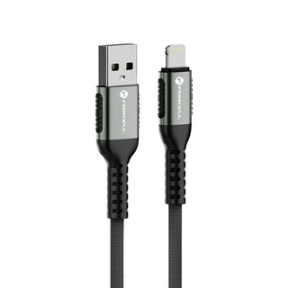Forcell F-Energy C257 - Lightning / USB fekete szövetkábel, 2,4A / 12W