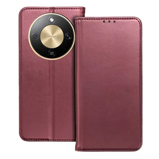 Telefontok Honor Magic8 Lite - Smart Magnetic burgundy szilikon keretes mágneses könyvtok