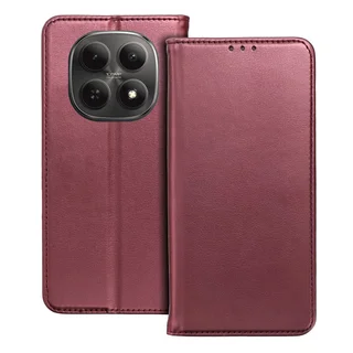 Telefontok Xiaomi Redmi Note 15 5G - Smart Magnetic burgundy szilikon keretes mágneses könyvtok
