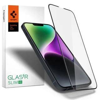 Üvegfólia iPhone 17e - Spigen Glas.TR Slim HD - üvegfólia fekete kerettel