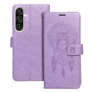 Telefontok Samsung Galaxy S26 - MEZZO bagoly mintás lila mágneses szilikon keretes könyvtok