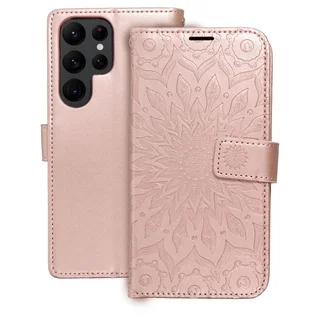Telefontok Samsung Galaxy S26 Ultra - MEZZO mandala mintás rose gold mágneses szilikon keretes könyvtok