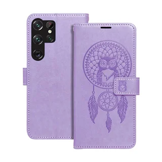 Telefontok Samsung Galaxy S26 Ultra - MEZZO bagoly mintás lila mágneses szilikon keretes könyvtok