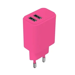 Setty LSIM-AA-126 - 2XUSB hotpink hálózati töltő fej, 2,4A