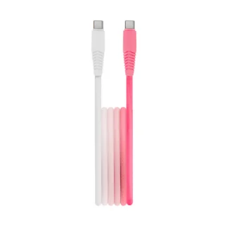 Setty - Type-C (USB-C) / Type-C (USB-C) fehér-pink szövet kábel 1,5 m, 15W