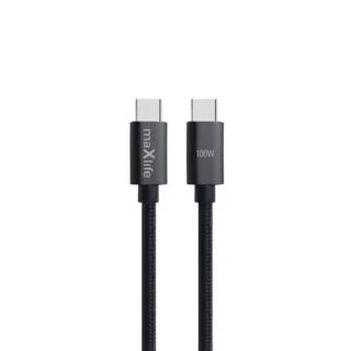 Maxlife MXUC-12 Kábel - Type-C (USB-C) / Type-C (USB-C) fekete szövet kábel 2m, 100W