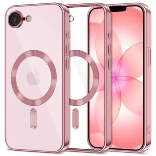 Telefontok iPhone 17e - Tech-Protect Magflex - MagSafe kompatibilis átlátszó hátlap tok, rosegold szilikon kerettel ﻿