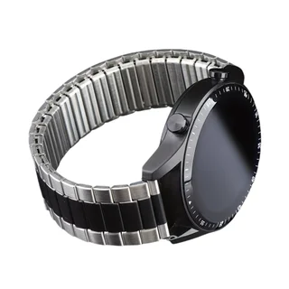 Okosóra szíj - Xiaomi Watch 2 / 2 Pro - ezüst/fekete rugalmas fém szíj (22 mm)