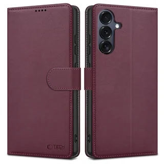 Telefontok Samsung Galaxy A27 5G - Tech- Protect Wallet - szeder színű bőr könyvtok, ráhajtófüllel ﻿