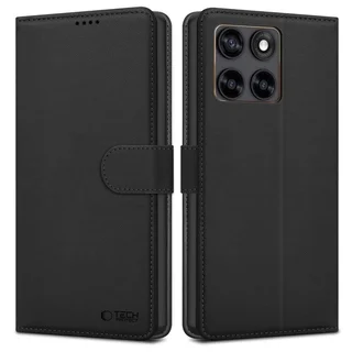 Telefontok Motorola Edge 70 Fusion / Fusion+ - Tech- Protect Wallet - fekete bőr könyvtok, ráhajtófüllel ﻿
