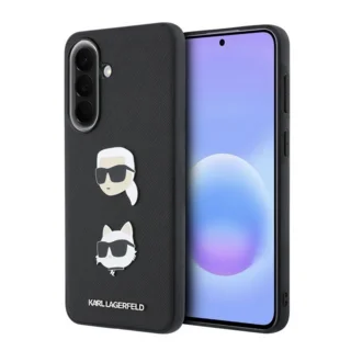 Telefontok Samsung Galaxy A57 5G - Karl Lagerfeld - Metal Karl & Choupette - hátlap tok, fekete