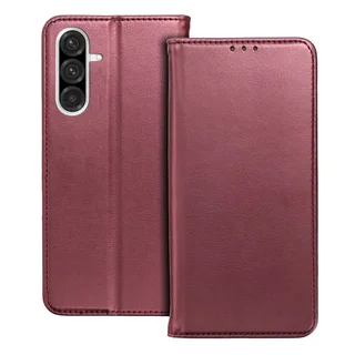 Telefontok Samsung Galaxy A37 5G - Smart Magnetic burgundy szilikon keretes mágneses könyvtok