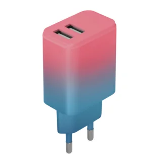 Setty LSIG-AA-20 - 2xUSB 18W pink-türkizkék hálózati töltő fej
