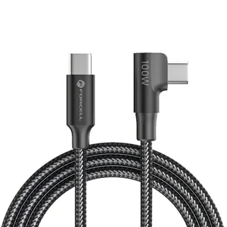 Forcell F-Energy - Type-C / Type-C (USB-C) szövet kábel (90 fokban elfordított csatlakozó véggel), 2m / 100W