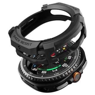 Samsung Galaxy Watch 8 Classic (46 mm) okosóra tok - SPIGEN RUGGED ARMOR matt fekete szilikon tok