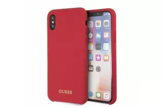 Telefontok iPhone X / XS - Guess Szilikon Tok Arany Logo - Piros