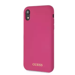 Telefontok iPhone XR - Guess Szilikon tok Arany Logo - Rózsaszín