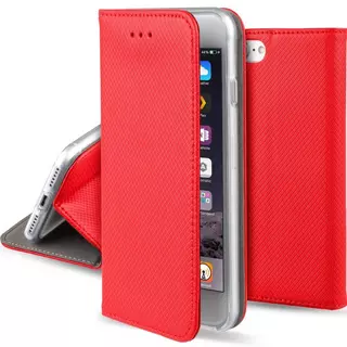 Telefontok Huawei P20 Lite - piros mágneses átlátszó szilikon keretes könyvtok