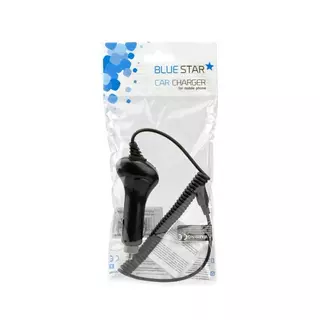 Autós töltő BlueStar fekete szivartöltőfej 2A + fekete Type-C kábel