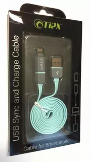 Kábel: TiPX 2in1 - Lightning - MicroUSB / USB világoskék adatkábel, 2,1A