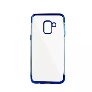 Telefontok Samsung J4 2018 - átlátszó szilikon tok kék kerettel