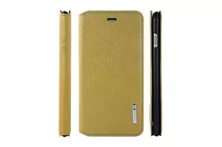 Telefontok Pierre Cardin Kihajtható Valódi Bőr Tok IPhone 6 Plus / 6S Plus - Sárga (8719273215661)